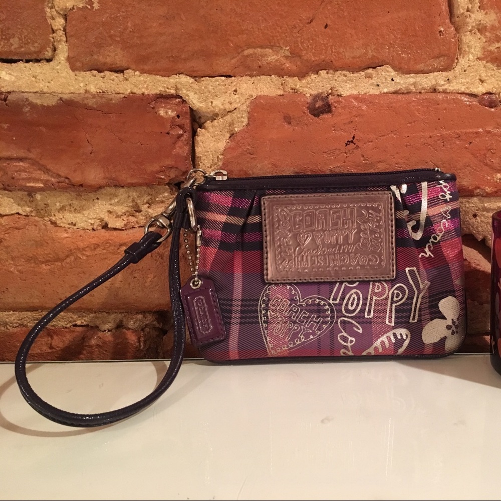 BUY IT - Glitter Plaid Coach Wristlet